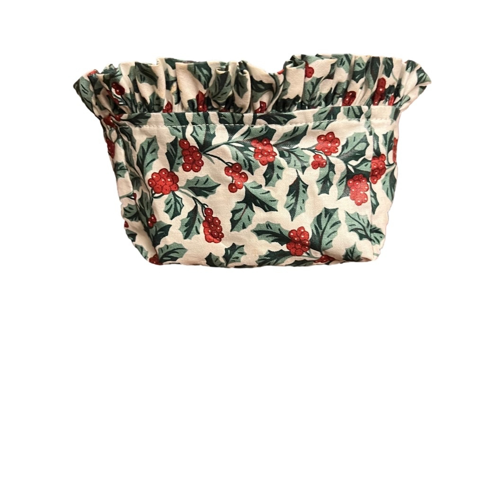 Longaberger Tea Basket Liner in Traditional Holly Pattern